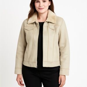 Lord & Taylor Faux Suede Shearling Jacket, Sz PM